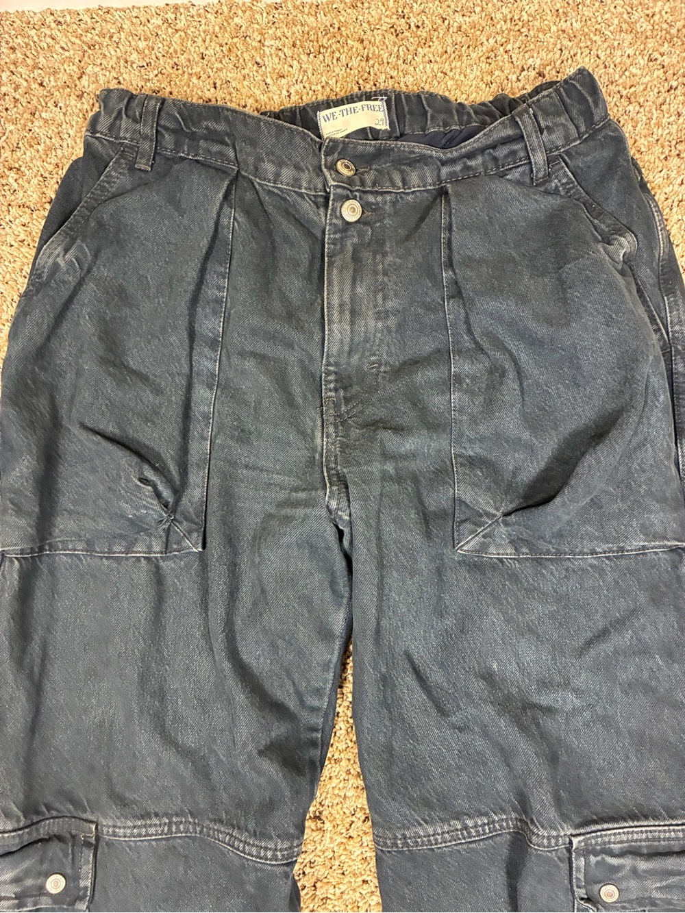 We The Free Dark Navy Wide Leg Cargo Pants - Picture 5 of 11
